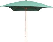 vidaXL Umbrelă de soare cu stâlp din lemn, verde, 200x300 cm