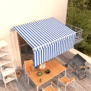 vidaXL Copertină retractabilă automat cu stor, albastru &amp; alb, 3x2,5 m