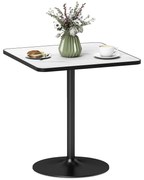 HOMCOM Masă de dining pentru 4 persoane masă de bucătărie stil modern cu blat efect marmură și bază rotundă, 70 x 70 cm, alb | Aosom Romania