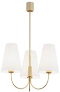 Lustra cu 3 brate design modern Safiano auriu, alb