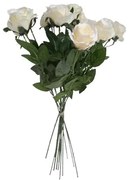Buchet artificial de trandafiri albi, 67 cm, 12buc