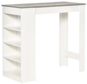 HOMCOM Masă de Bar Masă Înaltă Tip Bistró de Bucătărie cu Raft de 4 Nivele Stil Modern din Melamină pentru Dining Sufragerie 115x50x102,7 cm Alb și Gri | Aosom Romania