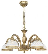 Candelabru cu 5 brate clasic design italian din alama, sticla 7002 RA-L. 7002/5