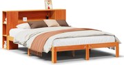 vidaXL Pat cu bibliotecă fără saltea maro 140x190 cm lemn masiv de pin
