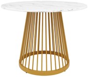 Masă rotundă pentru 4 persoane, Alb+Auriu | Aosom Romania