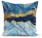 Față de pernă Minimalist Cushion Covers Marble With Blue, 45 x 45 cm