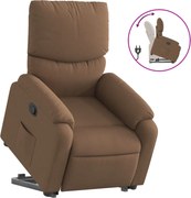 vidaXL Fotoliu rabatabil cu ridicare pe verticală, maro, textil