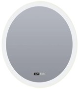 Oglinda baie cu iluminat LED, ceas digital si dezaburire Round, 60cm