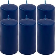 Set de lumânări pilon, 11,5 cm, Ø 6 cm, albastru, 6 buc.