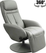 Fotoliu recliner OPTIMA, gri, piele ecologica/metal, 77x80/139x101/84