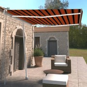 vidaXL Copertină retractabilă manual cu LED portocaliu&amp;maro 300x250 cm