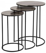 Set 3 masute de cafea rotunde din metal Nolan 60x42x42 cm maro