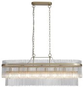 Candelabru oval modern metal auriu, tije din sticla Lara