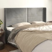 vidaXL Tăblie de pat cu aripioare gri deschis 183x16x118/128cm catifea
