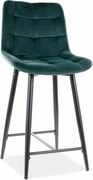 Scaun bar textil CHIC H-2, verde/negru mat, stofa catifelata/metal, 46