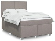vidaXL Pat box spring cu saltea, gri taupe, 140x200 cm, textil