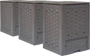 vidaXL Compostoare grădină 3 buc. maro 60x60x83 cm 900 L plastic ratan