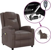 vidaXL Fotoliu de masaj electric, maro, piele ecologică