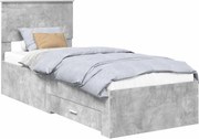 vidaXL Cadru de pat Gri beton și argintiu 70 x 190 cm Lemn compozit
