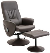 HOMCOM Relaxsessel cu taburet, fotoliu TV rotativ cu 10 puncte de masaj, funcție de culcare, fotoliu de masaj cu telecomandă, buzunar lateral, fotoliu TV, piele ecologică, Maro | Aosom Romania