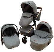 Carucior 3 in 1 cu landou, scoica si geanta, 0-36 luni, Gri - CPC-11-gri