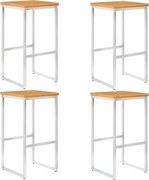 vidaXL Scaune de bar, 4 buc., lemn masiv de acacia și oțel inoxidabil