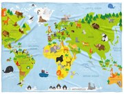 Pătură pentru copii BedTex Harta animalelor, 150 x200 cm