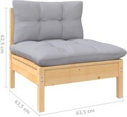 vidaXL Set mobilier grădină cu perne, 13 piese, gri, lemn masiv pin