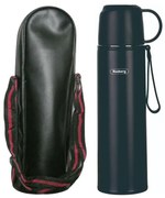 Termos cu husa Rosberg R52010FB, 0.5 L, Izolatie in vid dublu strat, Capac pentru pahar, Negru