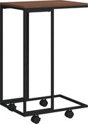 vidaXL Măsuță laterală cu roți, negru, 40x30x63,5 cm, lemn prelucrat