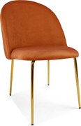 Scaun bucatarie INCA VELVET din catifea cu picioare aurii, teracota