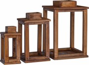 vidaXL Felinar 3 pcs natural Lemn de mahon