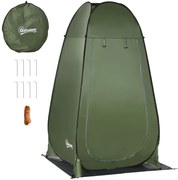Outsunny Cort de Duș pentru Camping cu Ușă cu Fermoar, Geantă de Transport și Buzunar, 126x124x189 cm, Verde Închis | Aosom Romania