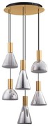 Lustra moderna cu 5 pendule LED, Metal, Sticla, Fumuriu, Voi