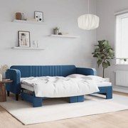 vidaXL Pat de zi cu extensie, albastru, 80x200 cm, catifea