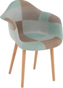 Fotoliu de design, patchwork/mentol/maro/fag, KADIR NEW TIP 5