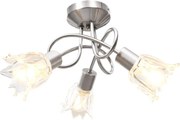 vidaXL Lustră, abajururi de sticlă transparentă, 3 becuri E14, lalea