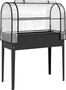 Outsunny Pat Ridicat cu Acoperire Rabatabilă pentru Sera, Ladă de Grădină Ridicată din Metal cu Orificiu de Drenaj, Negru | Aosom Romania
