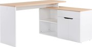 HOMCOM Birou cu Blat Extensibil pentru PC și Bibliotecă, 140x117x76 cm, Alb | Aosom Romania