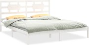 vidaXL Cadru de pat Super King, alb, 180x200 cm, lemn masiv