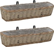 vidaXL Jardinieră de balcon, 2 buc., 80 cm, răchită cu căptușeală PE