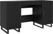vidaXL Birou cu raft Stejar negru 140 x 50 x 75 cm Lemn compozit