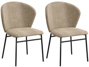 HOMCOM Set de 2 scaune, cu șezut capitonat din material textil, aspect de in, picioare din oțel stabile, design modern, maro deschis | Aosom Romania