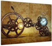 Tablou pe sticlă cu aparatele istorice ale ceasurilor (70x50 cm)