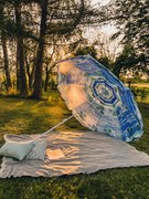 Umbrela de soare alb-albastru, SOLSTICE 180 cm