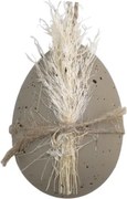 Decorațiune ou de Paște cu flori uscate si snur din iuta, culoare latte, H7 cm, Ø4,5 cm