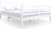 vidaXL Cadru de pat King Size, alb, 150x200 cm, lemn masiv