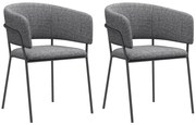 HOMCOM Lot de 2 scaune de dining picioare din oțel, șezut tapitat în material textil aspect lin, gri | Aosom Romania
