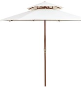 vidaXL Umbrelă de soare dublă, 270x270 cm, stâlp de lemn, alb crem