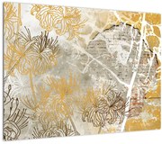 Tablou pe sticlă - Vintage perete cu flori (70x50 cm)